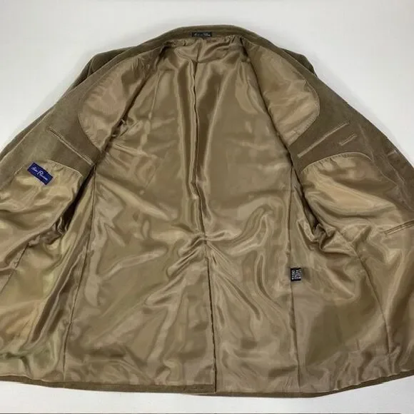 Alan Flusser Luxurious Plush Corduroy Sport Coat Blazer Tan Cotton Jacket 46L - Picture 7 of 11